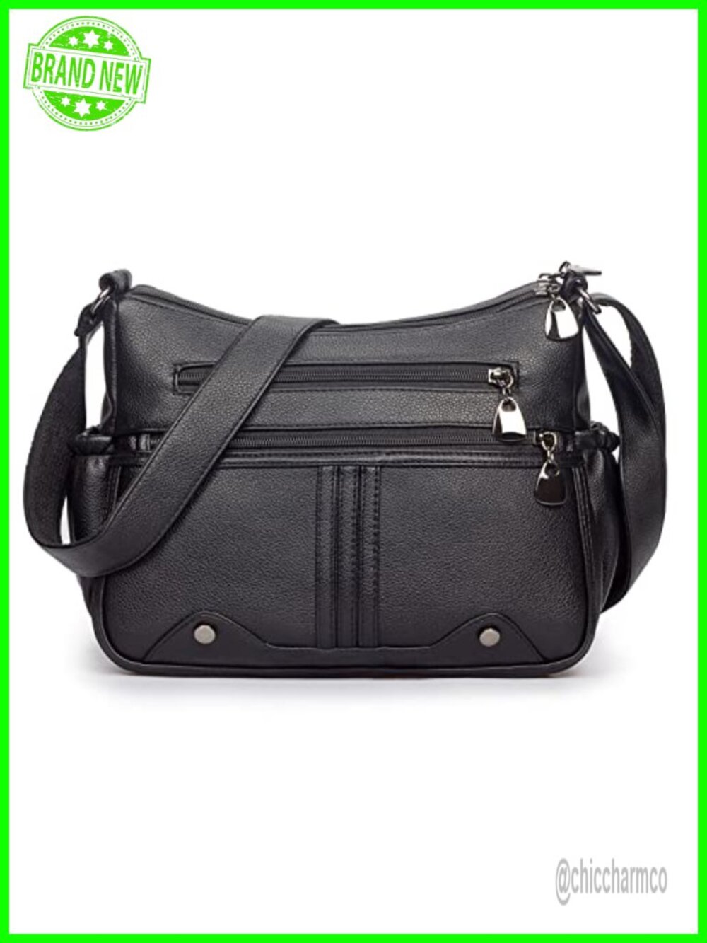 Soft PU Leather Satchel Multi-Pocket Crossbody Shoulder Bag